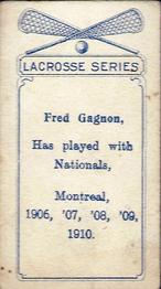 1910 Imperial Tobacco Lacrosse Color (C60) #96 Fred Gagnon Back